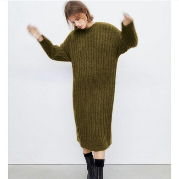 Zara Rib Knit Midi Dress Size M/L - Picture 3 of 7